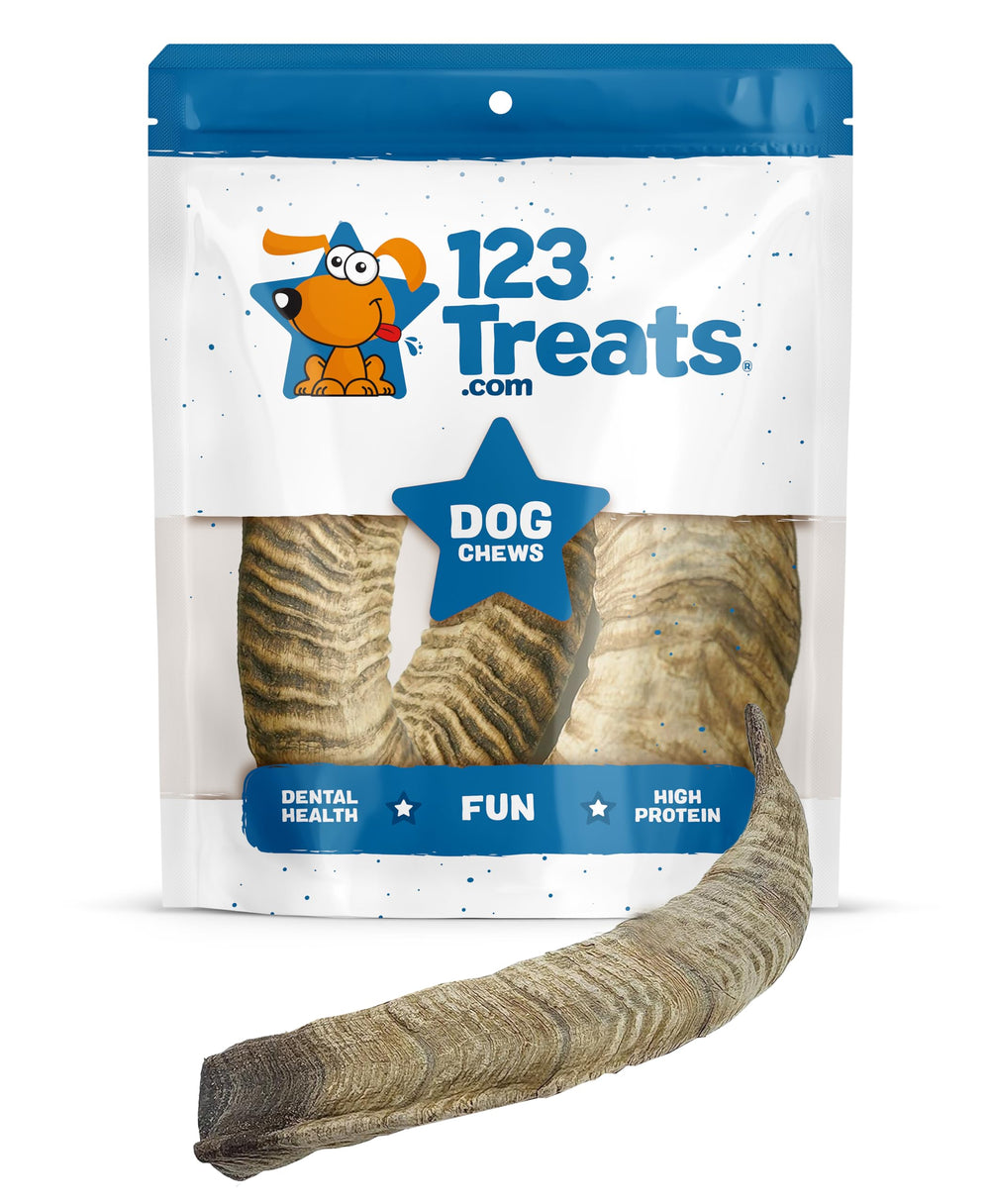 123 Treats corne de chevre gros pour chien, mastication durable et naturelle.