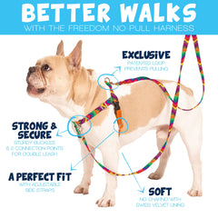 Harnais Freedom côté gauche, confort et ajustement précis pour chien actif.