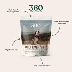 Bouchées foie de bœuf lyophilisé 360 Pet Nutrition, ingrédient unique
