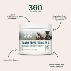 360 Pet Nutrition Canine Superfood Boost : mélange 5-en-1 pour une nutrition équilibrée
