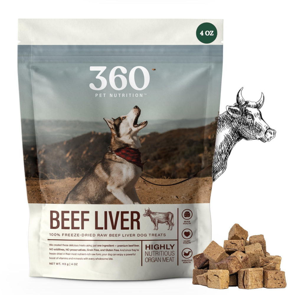 Friandise 360 Pet Nutrition au foie de bœuf lyophilisé, bouchées protéinées pour chien