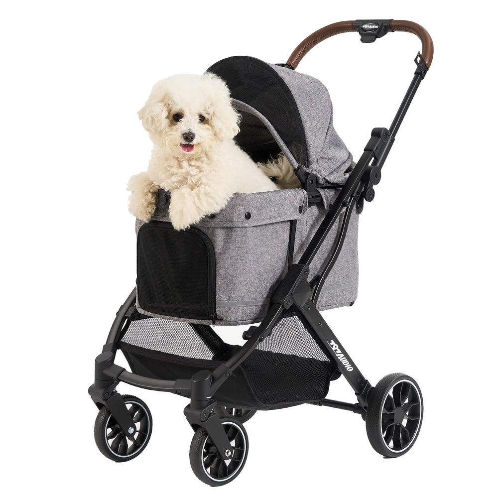 797Audio-poussette-chien-petit-moyen-roues-360: maniabilité fluide en ville.