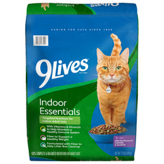 9Lives Indoor Essentials – sac de 12 livres avec croquettes poulet et saumon pour chats d'intérieur.