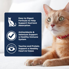 9Lives Plus – fibres pour digestion équilibrée chez le chat adulte.