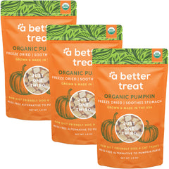 A Better Treat citrouille biologique en emballage – friandise naturelle pour chiens et chats