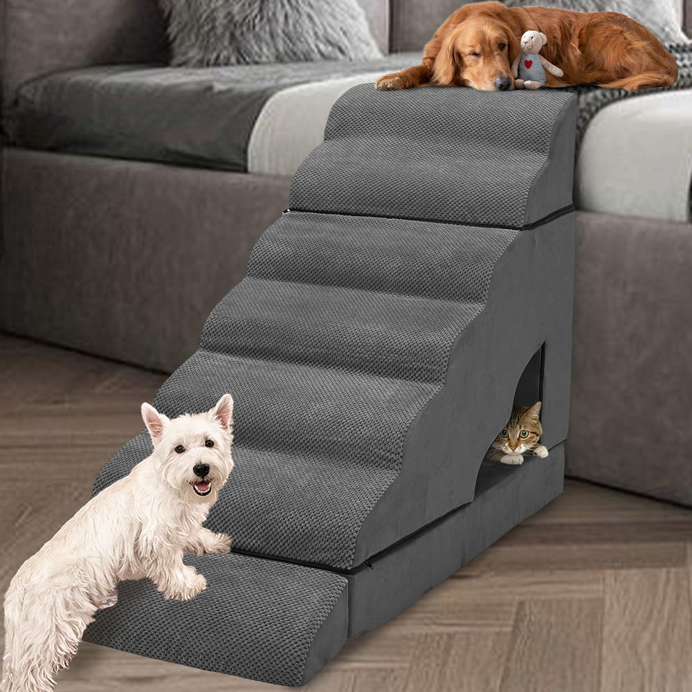 A.FATI escaliers chien 7 niveaux 34 pouces pour lit élevé, sécurité et accessibilité.