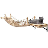Étagère murale A.FATI et pont avec corde, espace élevé sûr pour chats actifs.