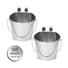 AASPIRE PETS: deux seaux inox plat 6 quarts pour stabilité et hydratation.