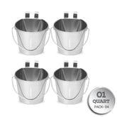 AASPIRE PETS seau inox plat avec attaches doubles, fixation sûre sur cage et porte