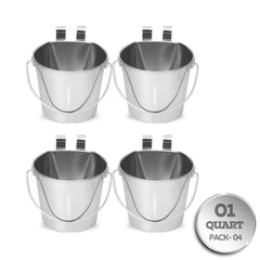 AASPIRE PETS seau inox plat avec attaches doubles, fixation sûre sur cage et porte