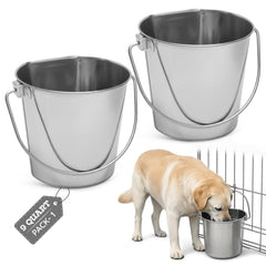 AASPIRE PETS seau plat en acier inoxydable 9 quarts pour alimentation de chiens XL.