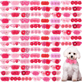 Abbylike collier chat noeud-fleurs rose, accessoire doux et festif.