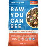 A Better Treat Ocean Blend – sachet visible avec ingrédients complets et sans poulet.