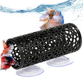 Abizoo Betta Tunnel noir avec petit trou, abri sûr pour petits poissons et crevettes.