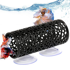 Abizoo Betta Tunnel noir avec petit trou, abri sûr pour petits poissons et crevettes.