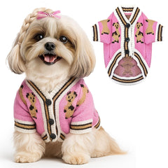 Pull ABRRLO pour chien avec motif ours rose, chaleur et style hivernal.