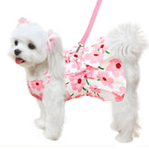 ABRRLO robe-chien rose floral avec doublure maille respirante pour le confort estival.
