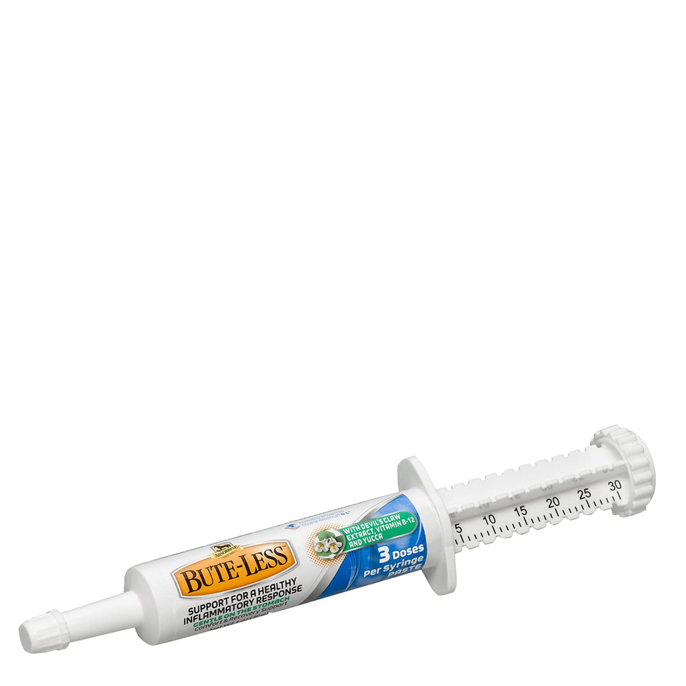 Absorbine Bute-Less, seringue 1 oz, administration douce et soutien potentiel au cheval.
