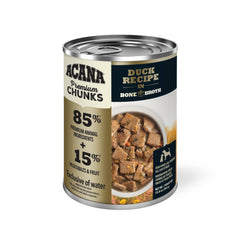 ACANA Tranches canard dans bouillon, texture moelleuse et facile à mâcher.