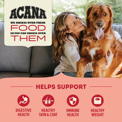 ACANA Recette Viande Rouge sec chien: revêtement séché congelé pour goût irrésistible.