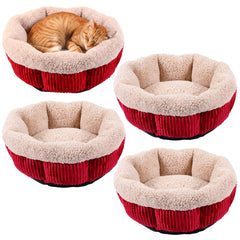 AceOrbit ensemble 4 lits chat rouges, idéal pour plusieurs animaux et confort partagé.
