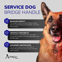 ActiveDogs Poignée-pont avec attache rapide pour harnais chien-assistance.