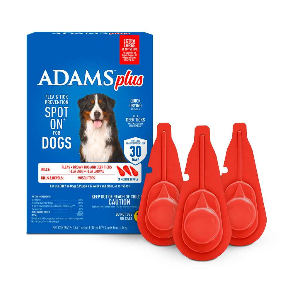 ADAMS Plus boîte de 3 applications pour chien, protection durable.