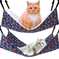 Hamac Admaison chat cage, motif étoiles bleues, espace douillet pour repos et jeu.