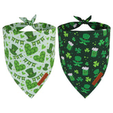 Bandana ADOGGYGO Saint-Patrick verte avec coeurs et trefle pour un look festif.