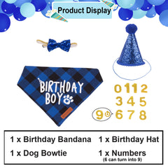 ADOGGYGO nœud papillon bleu chien, accessoire brillant et ajustable.
