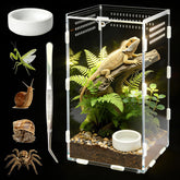 Terrarium Adoture acrylique 15x15x25 cm, porte magnétique pour accès sécurisé.