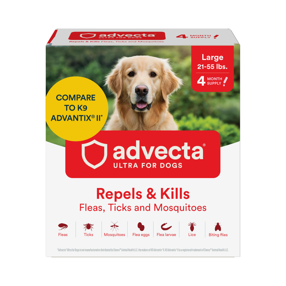 Advecta Ultra, bouteille topique pour chien, application simple et rapide.
