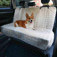 AEEISHOMEREFORM couvre-siège chien dos-arrière beige, imperméable et confortable pour trajets quotidiens.