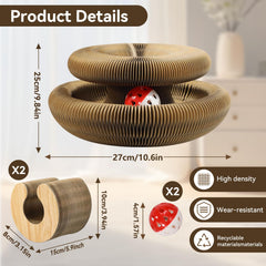 Affiuya grattoir-chat accordéon fermé, rangement compact et pratique.