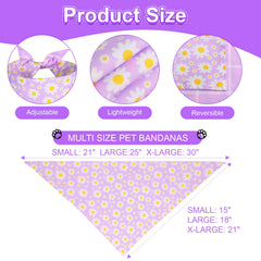 Bandana Agroon double-face fleuri et carreau violet, deux looks.