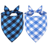 Bandanas Agroon bleu plaid triangle pour chien, look joyeux et prêt pour les balades.
