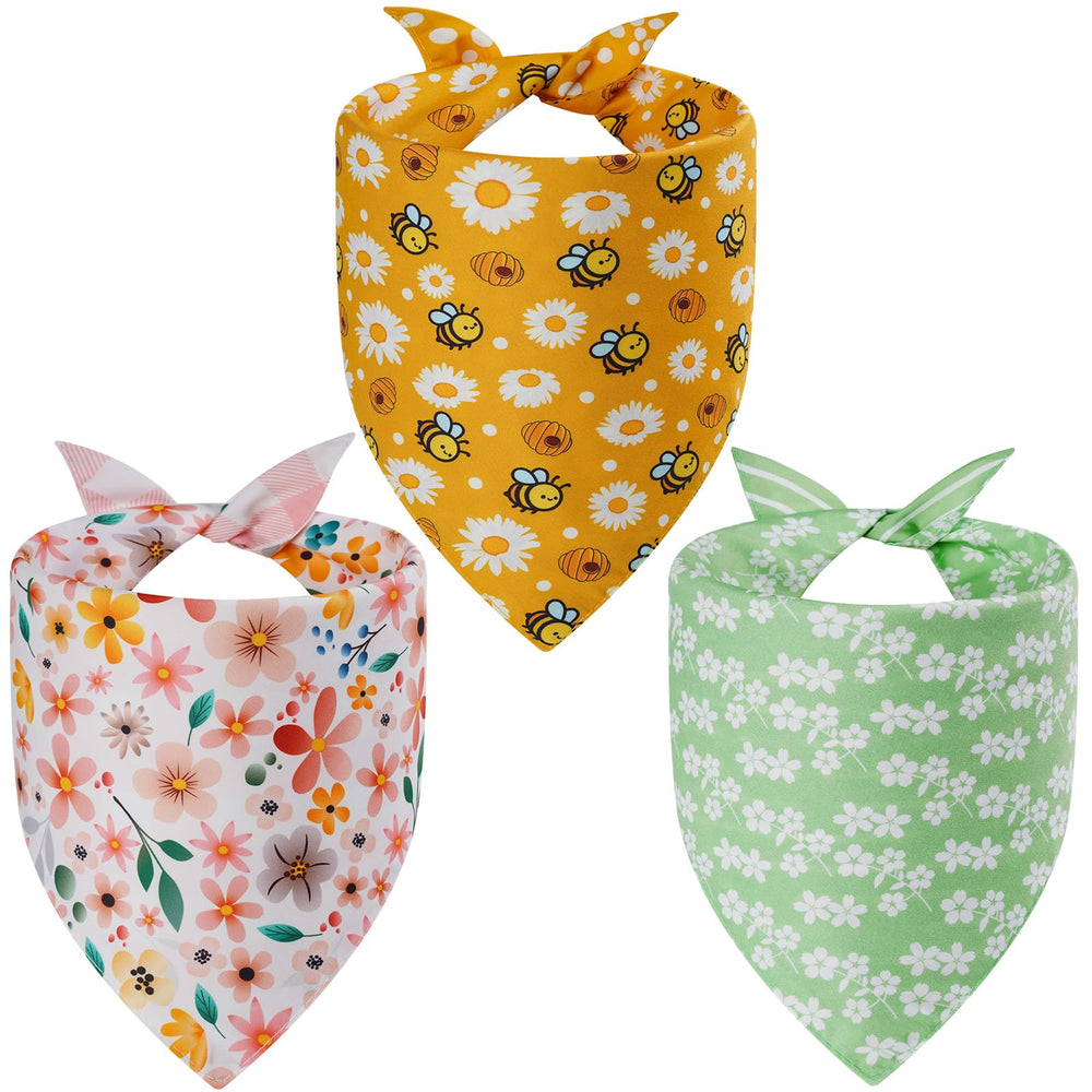 Agroon bandanas chien ensemble 3 pièces fleurs été, look estival pour promenades et photos