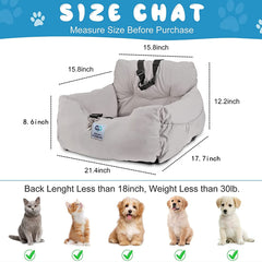 Aidoupet Booster Seat: teinte gris clair et housse lavable pour un entretien facilité.