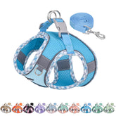 Harnais Aiitle Teacup bleu pour petit chien, confort respirant et doux.