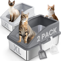 aiperro bac-litiere inox avec couvercle: espace privé et réduction des projections de litière.