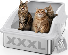 Boîte AIPERRO en acier, très grande et ouverte, pour faciliter l’accès des chats.