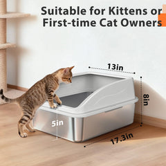 AIPERRO litière inox entrée basse, facile pour petits chats.