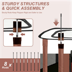 Akinerri Playpen : porte roulante et toit amovible pour usage intérieur/extérieur.