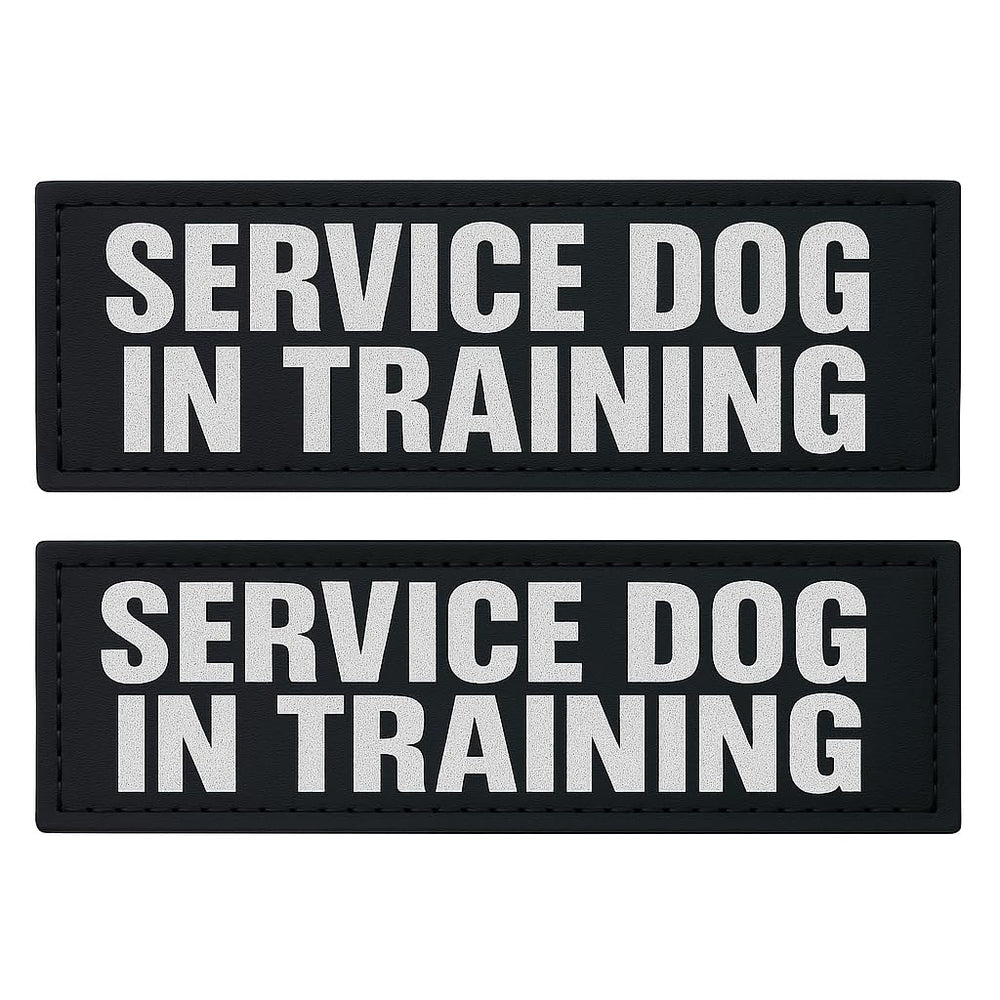 Patchs Albcorp réfléchissants pour chien de service améliorant la visibilité nocturne.