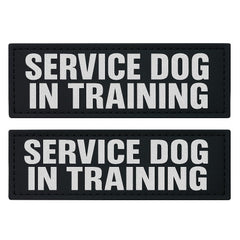 Patchs Albcorp réfléchissants pour chien de service améliorant la visibilité nocturne.