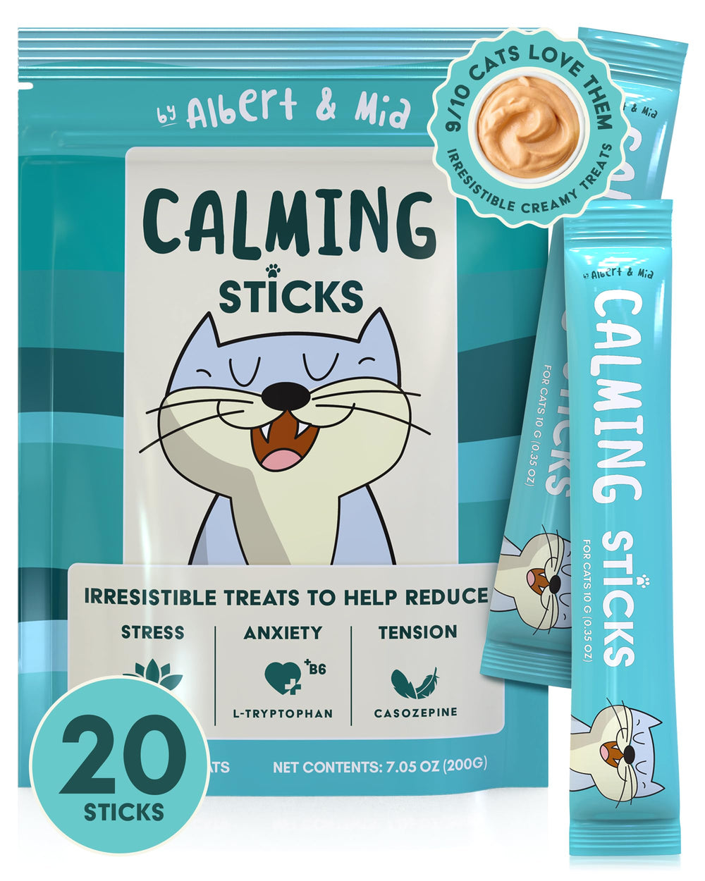 ALBERT & MIA friables à lécher pour chats, goût attractif pour moments stressants.