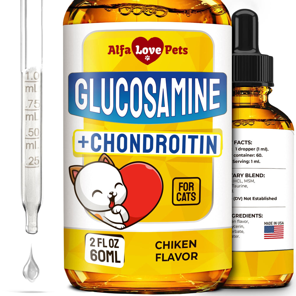 Alfa Love Pets glucosamine chat, bouteille 2oz, soutien articulation et mobilité