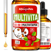 Alfa Love Pets – bouteille vitamine liquide pour chiens et chats, soutien quotidien du bien-être.