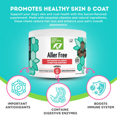 Étiquette AllerFree affichant quercétine et probiotiques pour le bien-être