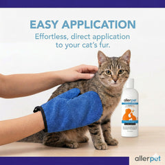 Allerpet Gant soin chat dander — brossage doux sans rinçage.